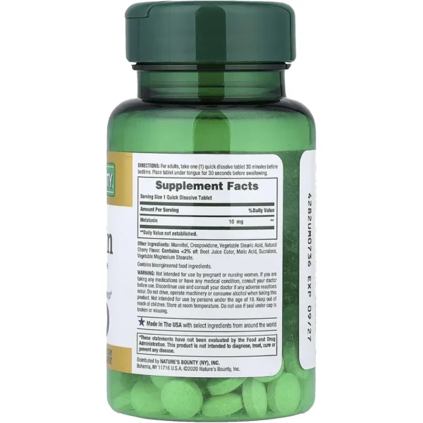MELATONINA QUICK DISSOLVE NATURE'S BOUNTY 10 MG 45 TABLETAS | PACK 5