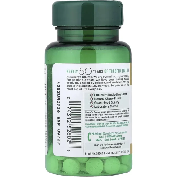 MELATONINA QUICK DISSOLVE NATURE'S BOUNTY 10 MG 45 TABLETAS | PACK 6