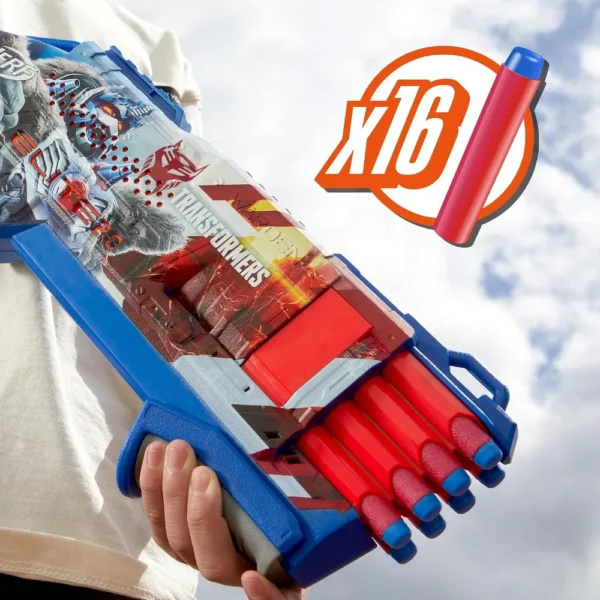 NERF LANZADOR TRANSFORMERS OPTIMUS PRIMAL CON 16 DARDOS