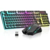 COMBO GAMER REDTHUNDER K10 TECLADO + MOUSE INALÁMBRICO 3200 DPI RGB PUDDING | NEGRO