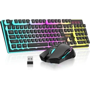 COMBO GAMER REDTHUNDER K10 TECLADO + MOUSE INALÁMBRICO 3200 DPI RGB PUDDING | NEGRO