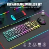 COMBO GAMER REDTHUNDER K10 TECLADO + MOUSE INALÁMBRICO 3200 DPI RGB PUDDING | NEGRO