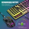 COMBO GAMER REDTHUNDER K10 TECLADO + MOUSE INALÁMBRICO 3200 DPI RGB PUDDING | NEGRO