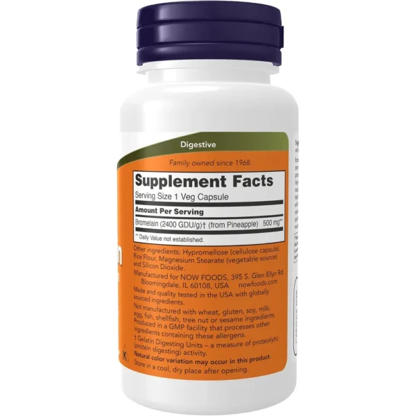 BROMELINA NOW FOODS 500 MG 2400 GDU/G 60 CÁPSULAS | PACK 2