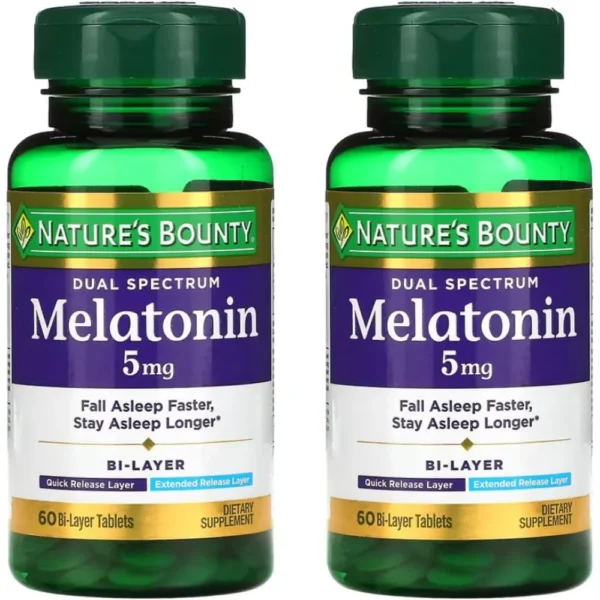 MELATONINA DUAL SPECTRUM NATURE'S BOUNTY 5 MG 60 TABLETAS | PACK 2