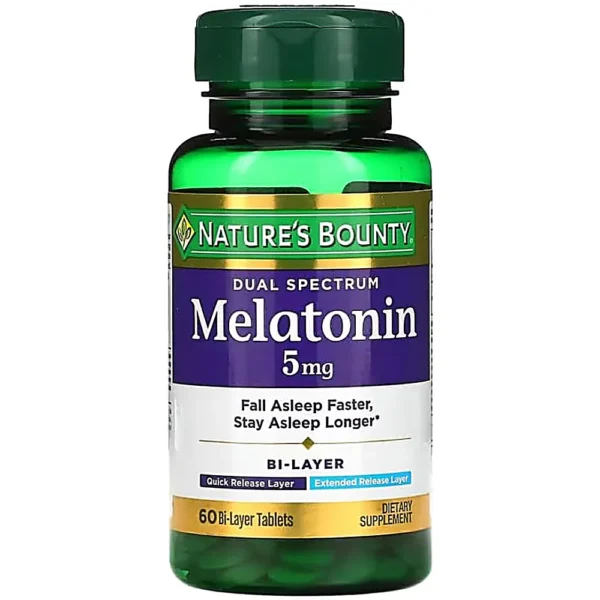 MELATONINA DUAL SPECTRUM NATURE'S BOUNTY 5 MG 60 TABLETAS | PACK 2