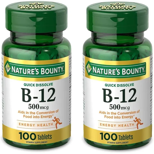 VITAMINA B12 NATURE'S BOUNTY 500 MCG 100 TABLETAS | PACK 2