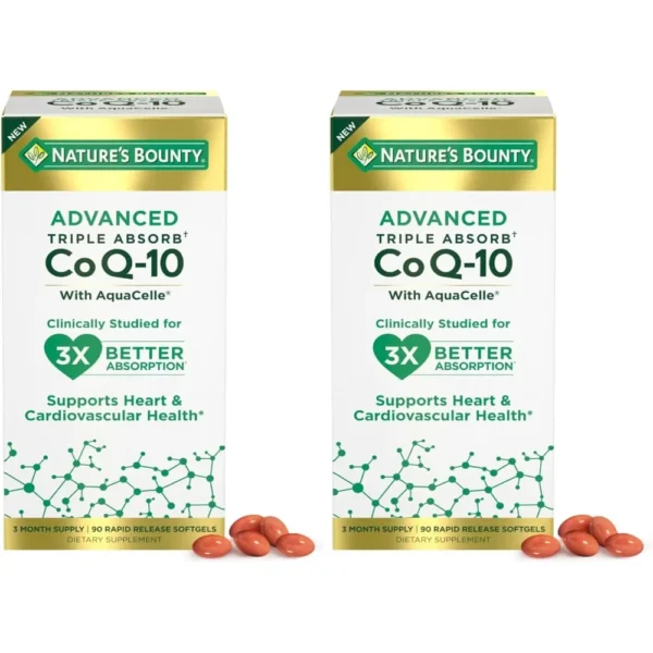COENZIMA Q10 ADVANCED TRIPLE ABSORB NATURE'S BOUNTY 100 MG 90 CÁPSULAS BLANDAS | PACK 2