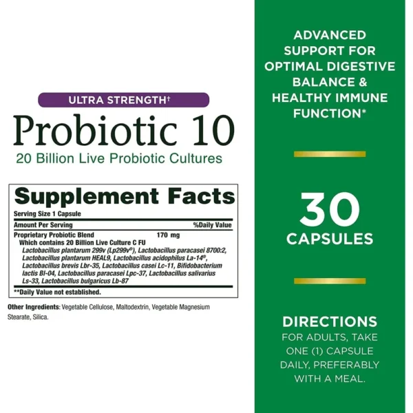 PROBIÓTICO 10 ULTRA STRENGTH NATURE'S BOUNTY 30 CÁPSULAS | PACK 2