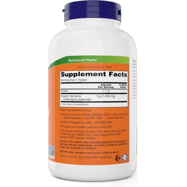 b0cb96kgxw_2.webp ESPIRULINA ORGÁNICA NOW FOODS 1000 MG 300 TABLETAS