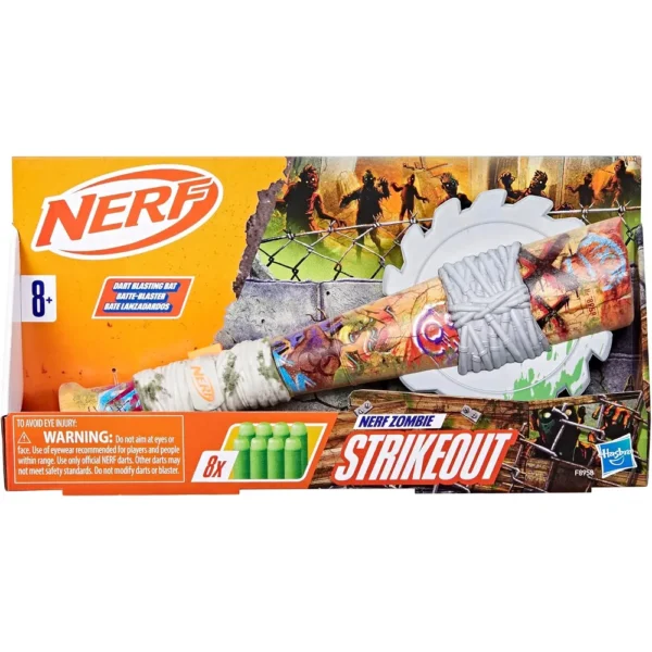 NERF LANZADOR ZOMBIE STRIKEOUT CON 8 DARDOS