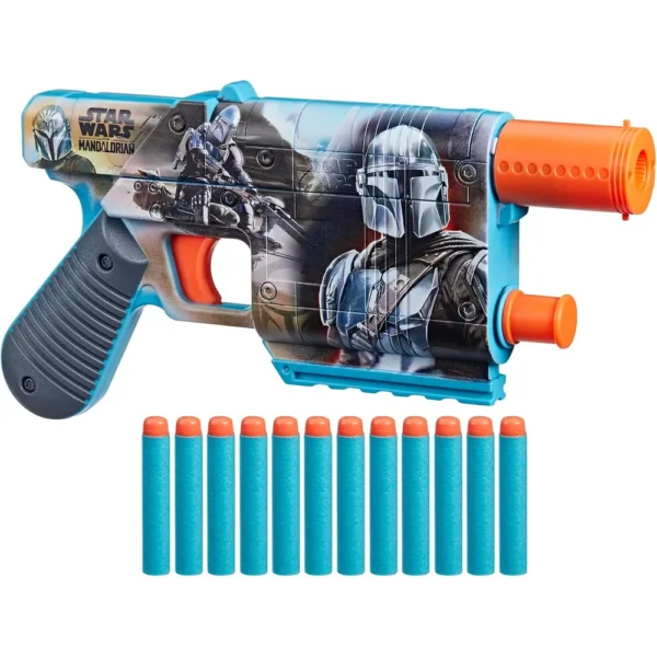 NERF LANZADOR STAR WARS THE MANDALORIAN CON 12 DARDOS