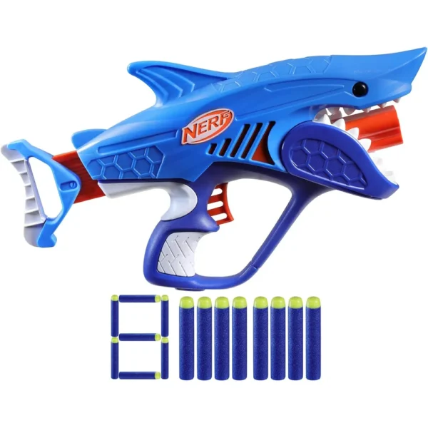 NERF LANZADOR JUNIOR WILD SHARKFIRE CON 8 DARDOS