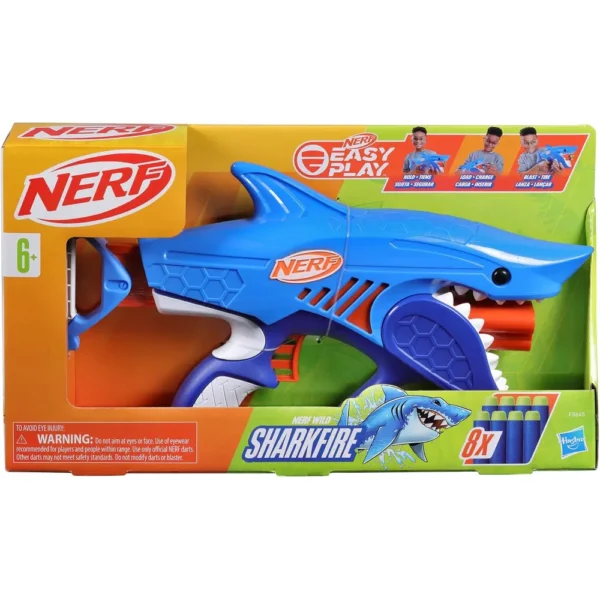 NERF LANZADOR JUNIOR WILD SHARKFIRE CON 8 DARDOS