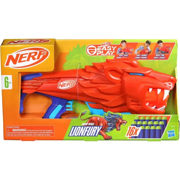 NERF LANZADOR WILD LIONFURY CON 16 DARDOS