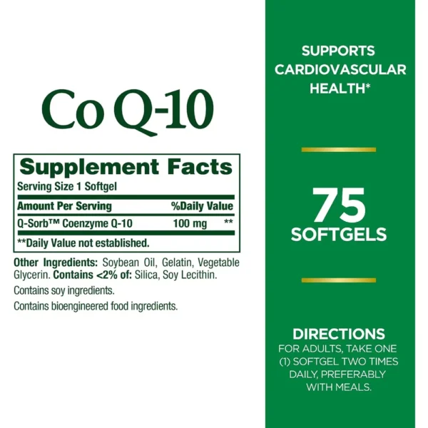 COENZIMA Q10 NATURE'S BOUNTY 100 MG 75 CÁPSULAS BLANDAS | PACK 2