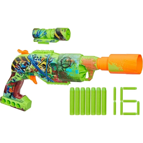 NERF LANZADOR ZOMBIE DRILLER CON 16 DARDOS