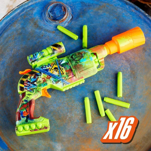 NERF LANZADOR ZOMBIE DRILLER CON 16 DARDOS