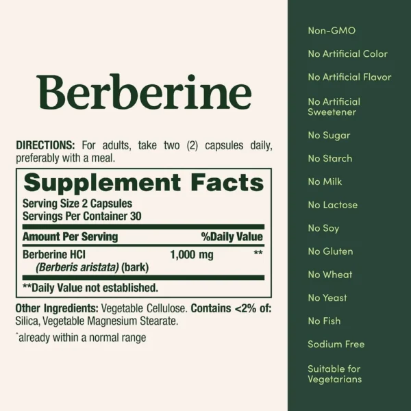 BERBERINA NATURE'S BOUNTY 1000 MG 60 CÁPSULAS