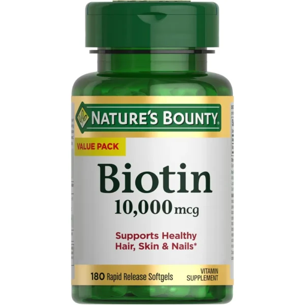 BIOTINA NATURE'S BOUNTY 10000 MCG 180 CÁPSULAS BLANDAS