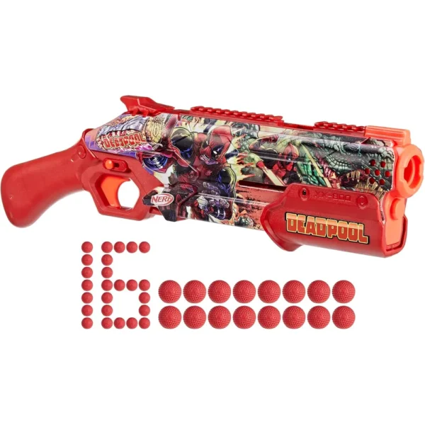 NERF LANZADOR MARVEL DEADPOOL CON 16 RONDAS RIVAL