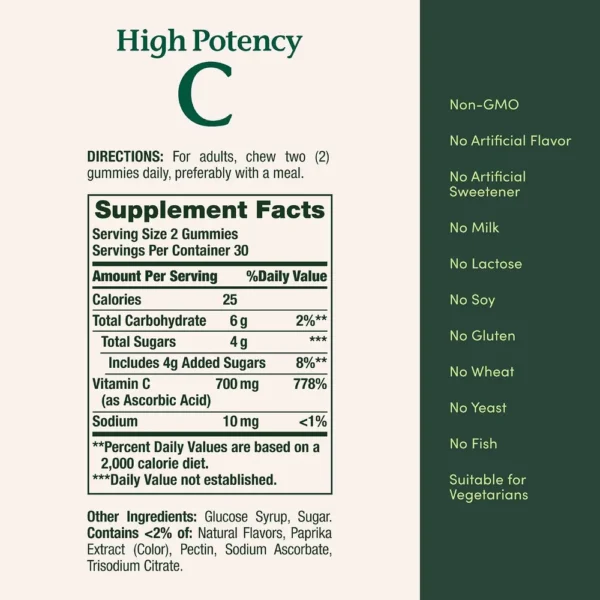 VITAMINA C NATURE'S BOUNTY 700 MG NARANJA 60 GOMITAS