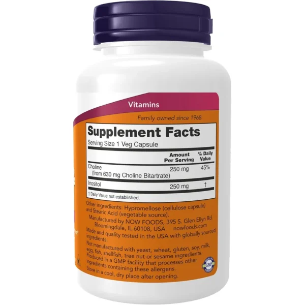 COLINA + INOSITOL NOW FOODS 500 MG 100 CÁPSULAS | PACK 2