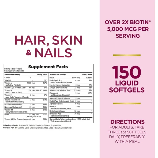 CABELLO PIEL Y UÑAS ADVANCED NATURE'S BOUNTY 150 CÁPSULAS BLANDAS | PACK 2