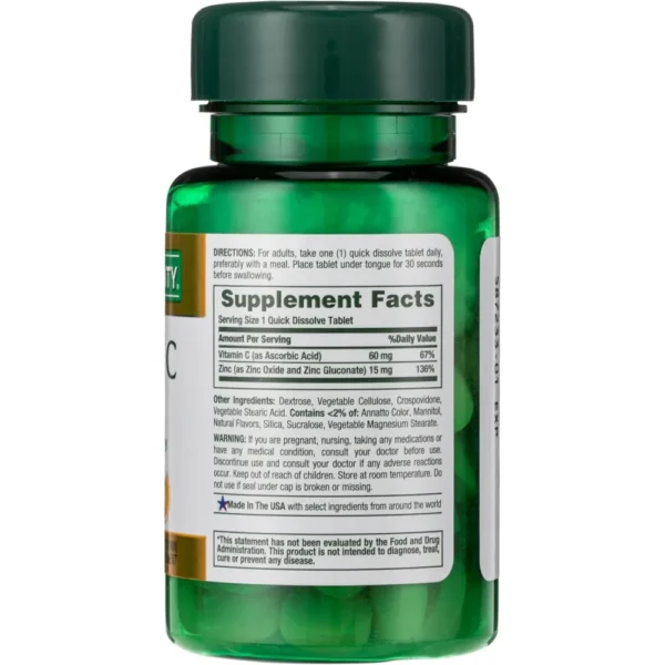 VITAMINA C + ZINC NATURE'S BOUNTY 60 TABLETAS | PACK 2