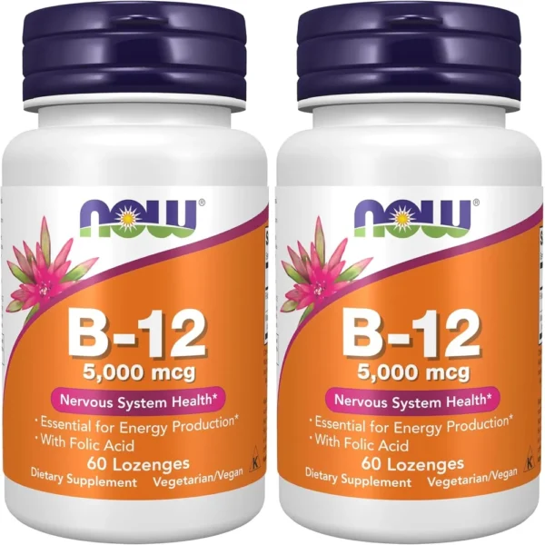 b0d14yqhpj_1.webp VITAMINA B12 NOW FOODS 5000 MCG CON ÁCIDO FÓLICO 60 PASTILLAS | PACK 2