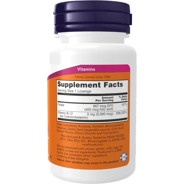 b0d14yqhpj_2.webp VITAMINA B12 NOW FOODS 5000 MCG CON ÁCIDO FÓLICO 60 PASTILLAS | PACK 2