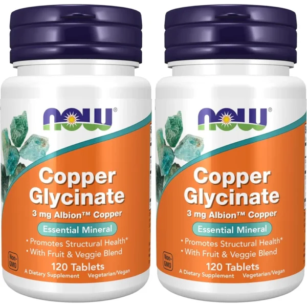 GLICINATO DE COBRE NOW FOODS 3 MG 120 TABLETAS | PACK 2