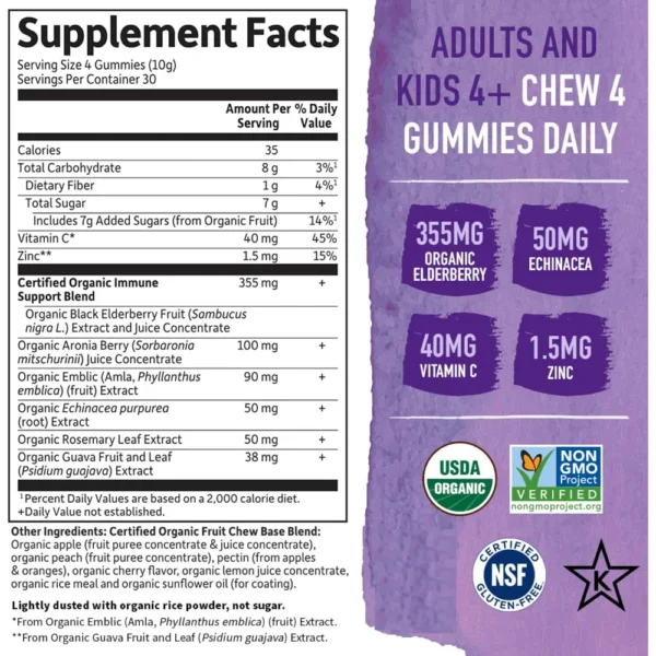 ELDERBERRY + MULTIVITAMÍNICO KIDS GARDEN OF LIFE ORGANICS 120 GOMITAS C/U | SET 2