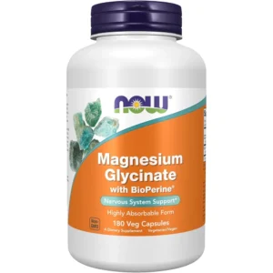 GLICINATO DE MAGNESIO NOW FOODS CON BIOPERINE 180 CÁPSULAS