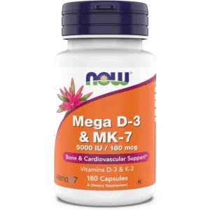 MEGA D3 + MK-7 NOW FOODS 5000 UI / 180 MCG 180 CÁPSULAS