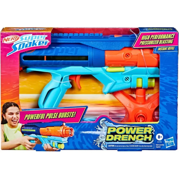 NERF LANZADOR SUPER SOAKER POWER DRENCH CON ESTACIÓN DE LLENADO