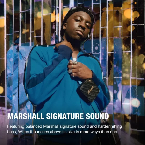 PARLANTE PORTÁTIL BLUETOOTH RESISTENTE AL AGUA WILLEN II MARSHALL | NEGRO Y BRONCE