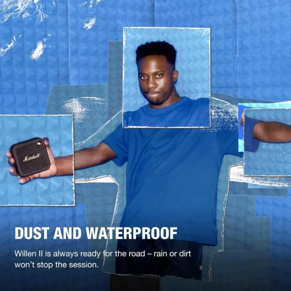 PARLANTE PORTÁTIL BLUETOOTH RESISTENTE AL AGUA WILLEN II MARSHALL | NEGRO Y BRONCE
