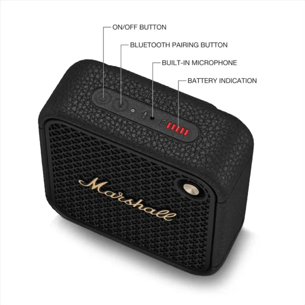 PARLANTE PORTÁTIL BLUETOOTH RESISTENTE AL AGUA WILLEN II MARSHALL | NEGRO Y BRONCE