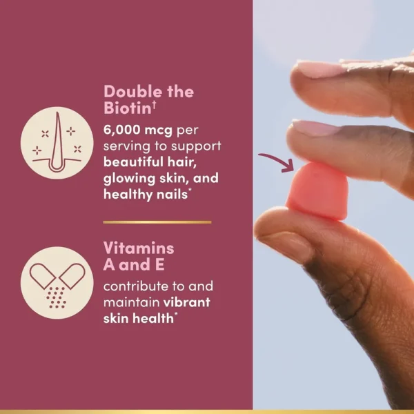 CABELLO PIEL Y UÑAS ADVANCED NATURE'S BOUNTY + BIOTINA 6000 MCG 200 GOMITAS