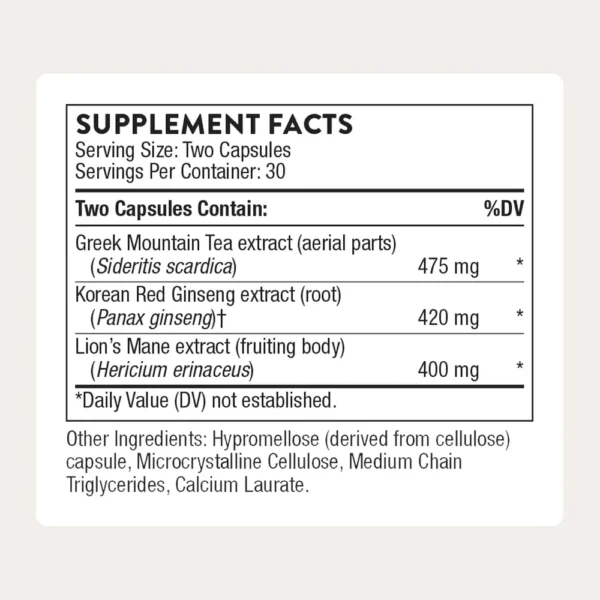 GINSENG PLUS THORNE GINSENG ROJO COREANO + MELENA DE LEÓN 60 CÁPSULAS
