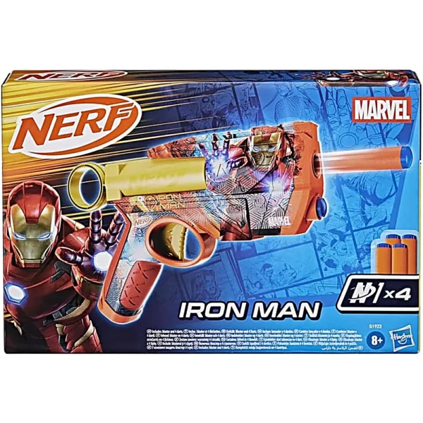 NERF LANZADOR MARVEL IRON MAN CON 4 DARDOS