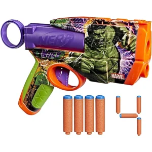 NERF LANZADOR MARVEL HULK CON 4 DARDOS