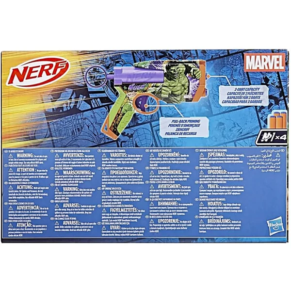 NERF LANZADOR MARVEL HULK CON 4 DARDOS