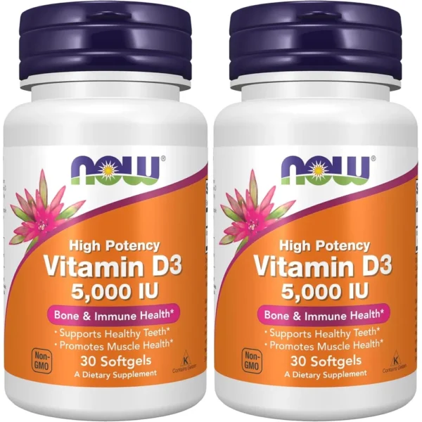 VITAMINA D3 NOW FOODS 5000 UI 30 CÁPSULAS BLANDAS | PACK 2