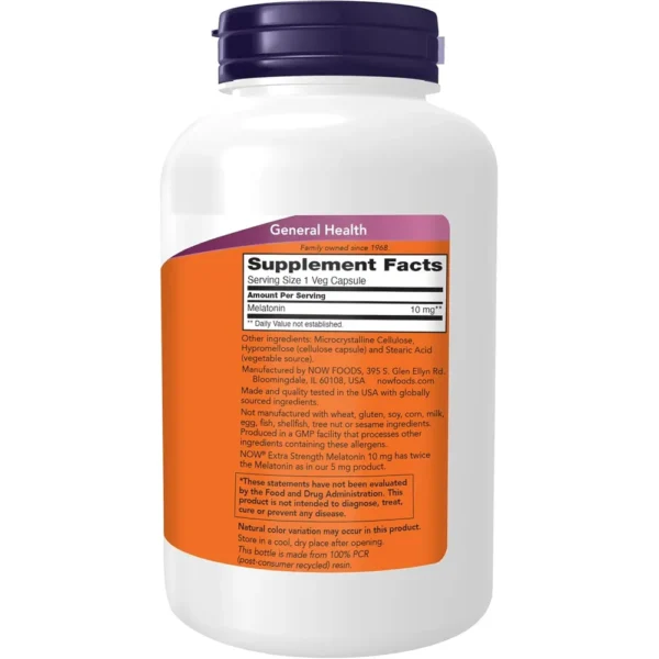 MELATONINA NOW FOODS 10 MG 200 CÁPSULAS