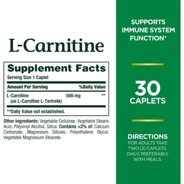 L-CARNITINA NATURE'S BOUNTY 500 MG 30 TABLETAS | PACK 2