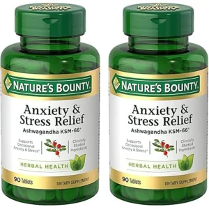 ASHWAGANDHA KSM-66 STRESS RELIEF NATURE'S BOUNTY 90 TABLETAS | PACK 2