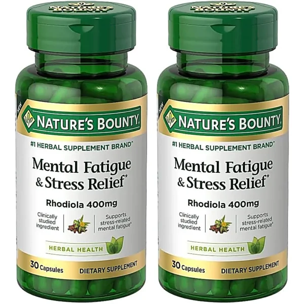 RODIOLA MENTAL FATIGUE & STRESS RELIEF NATURE'S BOUNTY 400 MG 30 CÁPSULAS | PACK 2