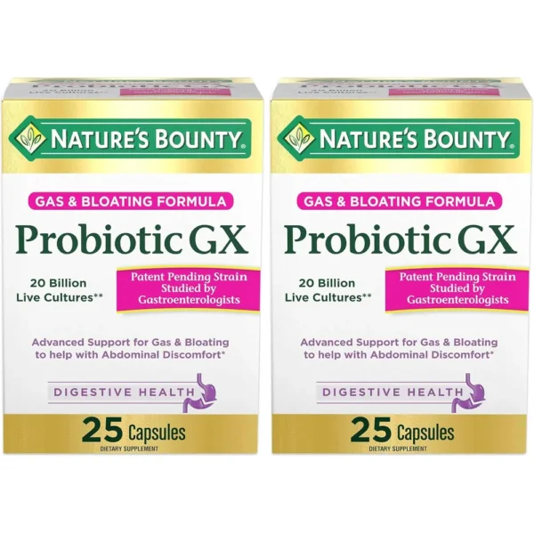 PROBIÓTICO GX NATURE'S BOUNTY 20 BILLONES 25 CÁPSULAS | PACK 2